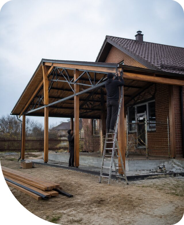 Пристройка навеса к дому и участку в Темрюке под ключ